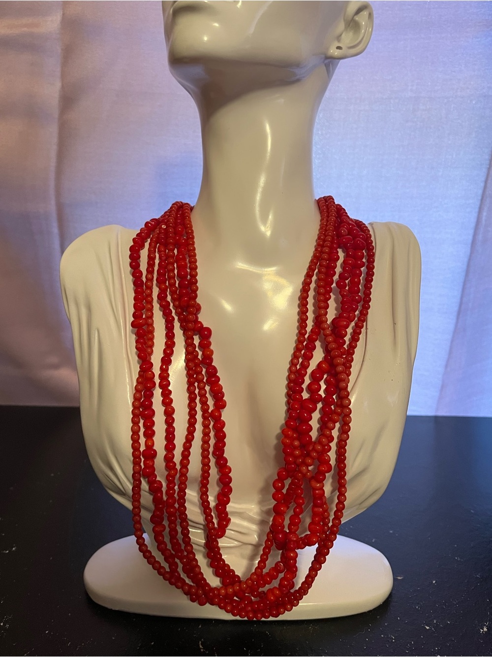 Talbots Red Multi-Strand Beaded Statement Piece Necklace